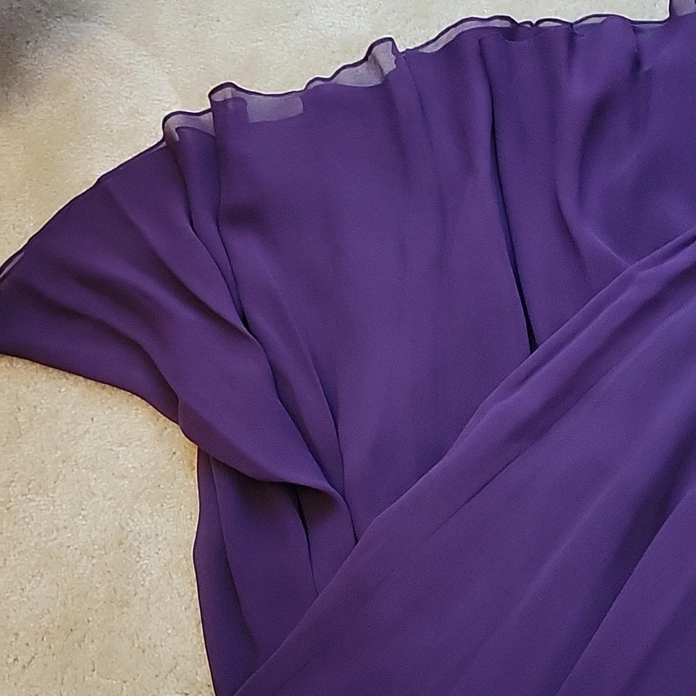 Blakc Tie Oleg Cassini Purple 100% Silk Skirt - Picture 7 of 8